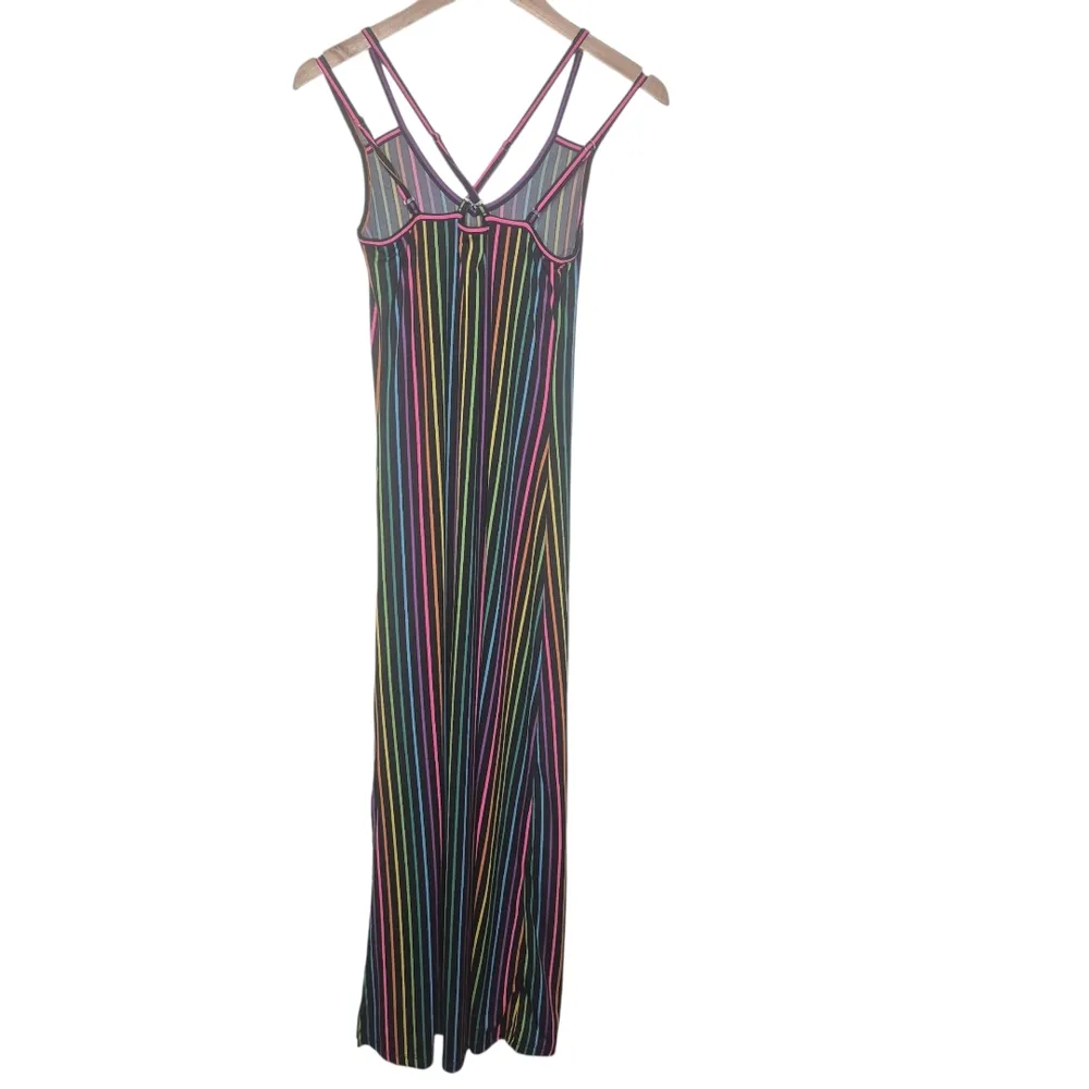Love Bodycon Side Slit Maxi Dress Rainbow Pride Stretch Size Small Multiple - Image 2