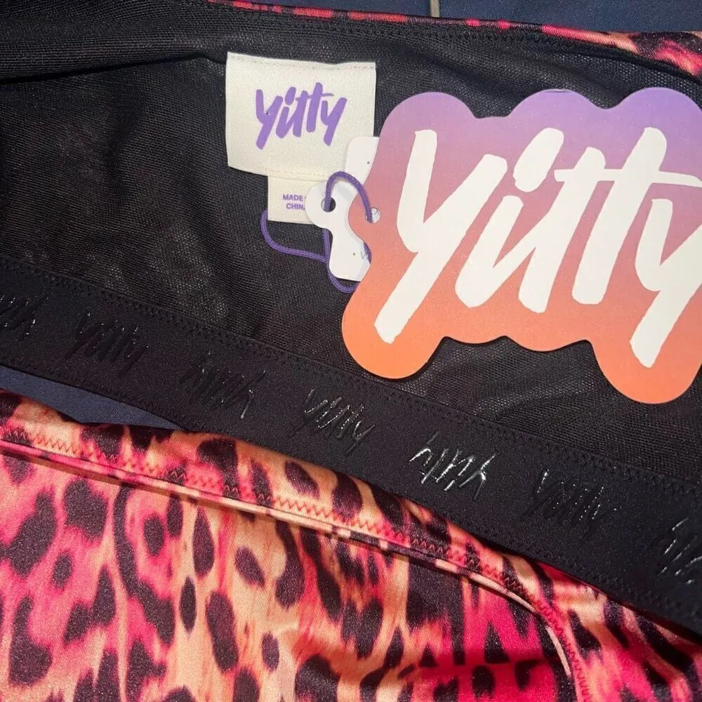 NWT YITTY pink leopard Headliner Shaping Midi Bralette sports bra size XXL - Image 6