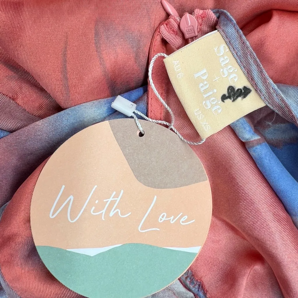 Sage + Paige Serenity Wrap Dress Short Sleeve Mini Coral Multicolor Size XS NWT Pink - Image 14