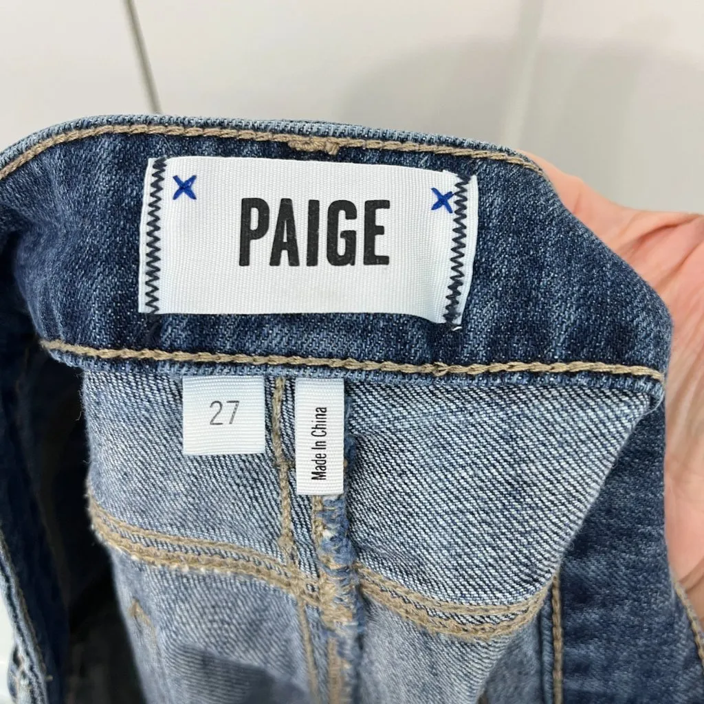 Paige Size 27 Blue Jimmy Jimmy Midrise Stretch Distressed Denim Jean Shorts - Image 4