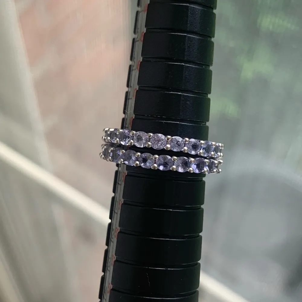 925 Sterling Silver Purple Stone Stackable Rings - Image 5
