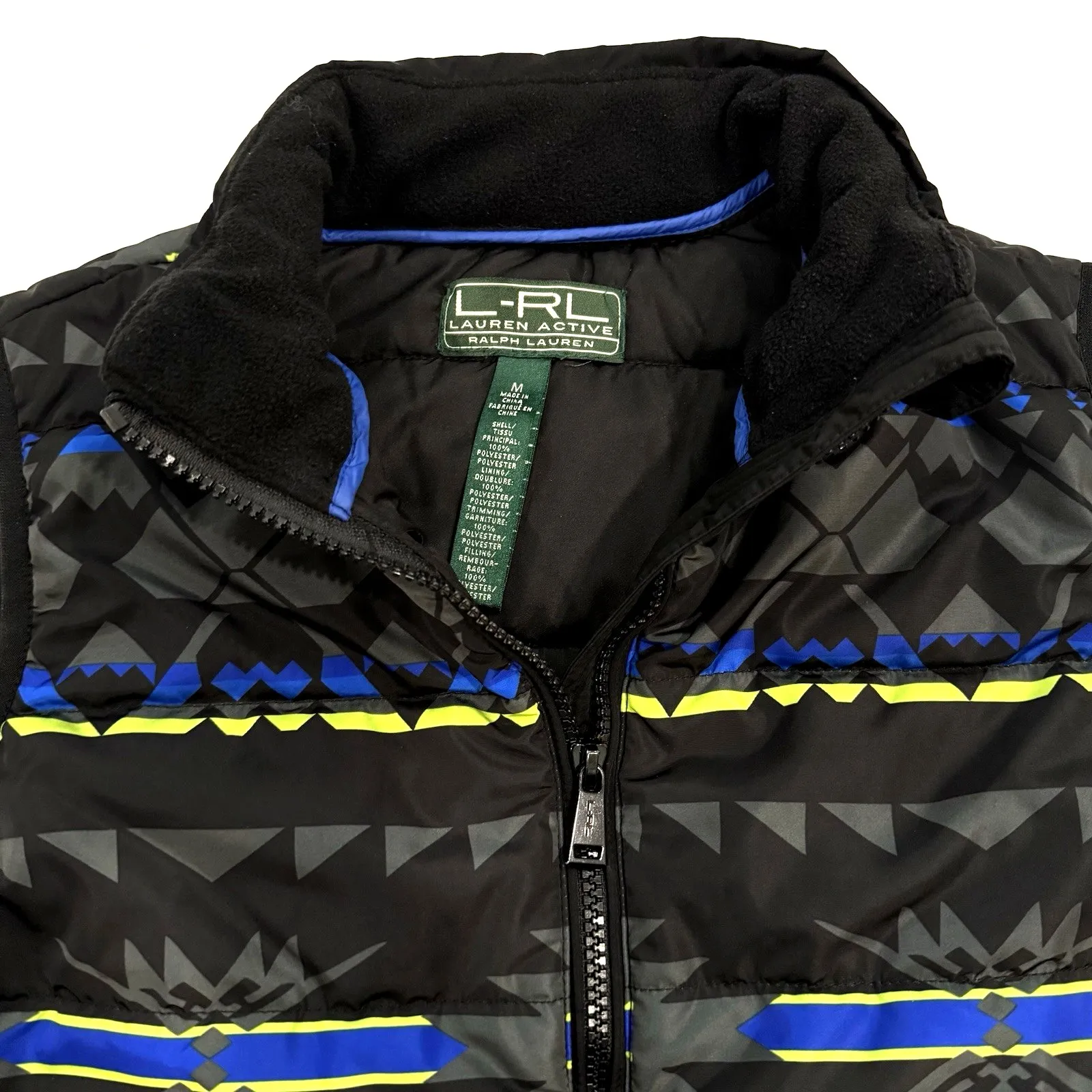 Ralph Lauren Active LRL Puffer Vest Women M 8 10 Quilted Sleeveless Jacket Aztec - Image 3