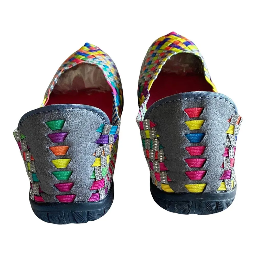CORKYS Sidewalk Flat Ballerina Woven Multicolor Round Toe Shoe Lightweight 7 EUC Yellow - Image 5