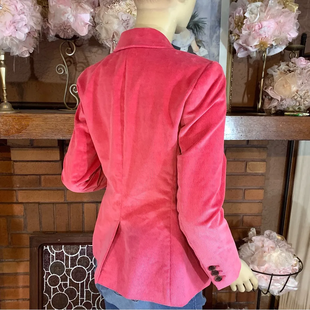 TALBOTS PETITE DEEP CORAL PINK COTTON CORDUROY BLAZER (6P) - Image 6