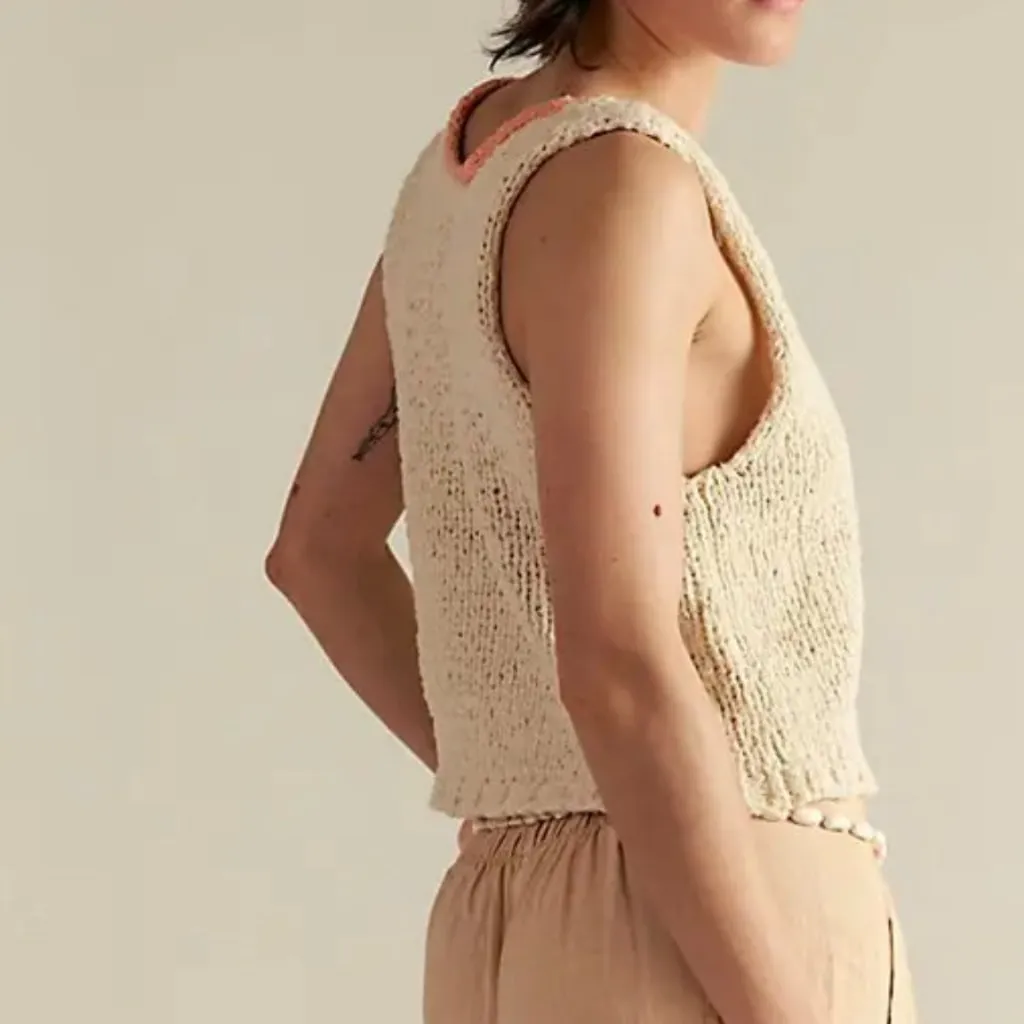 NWT Free People Sicily Shell Sweater in Ivory Combo - Image 2