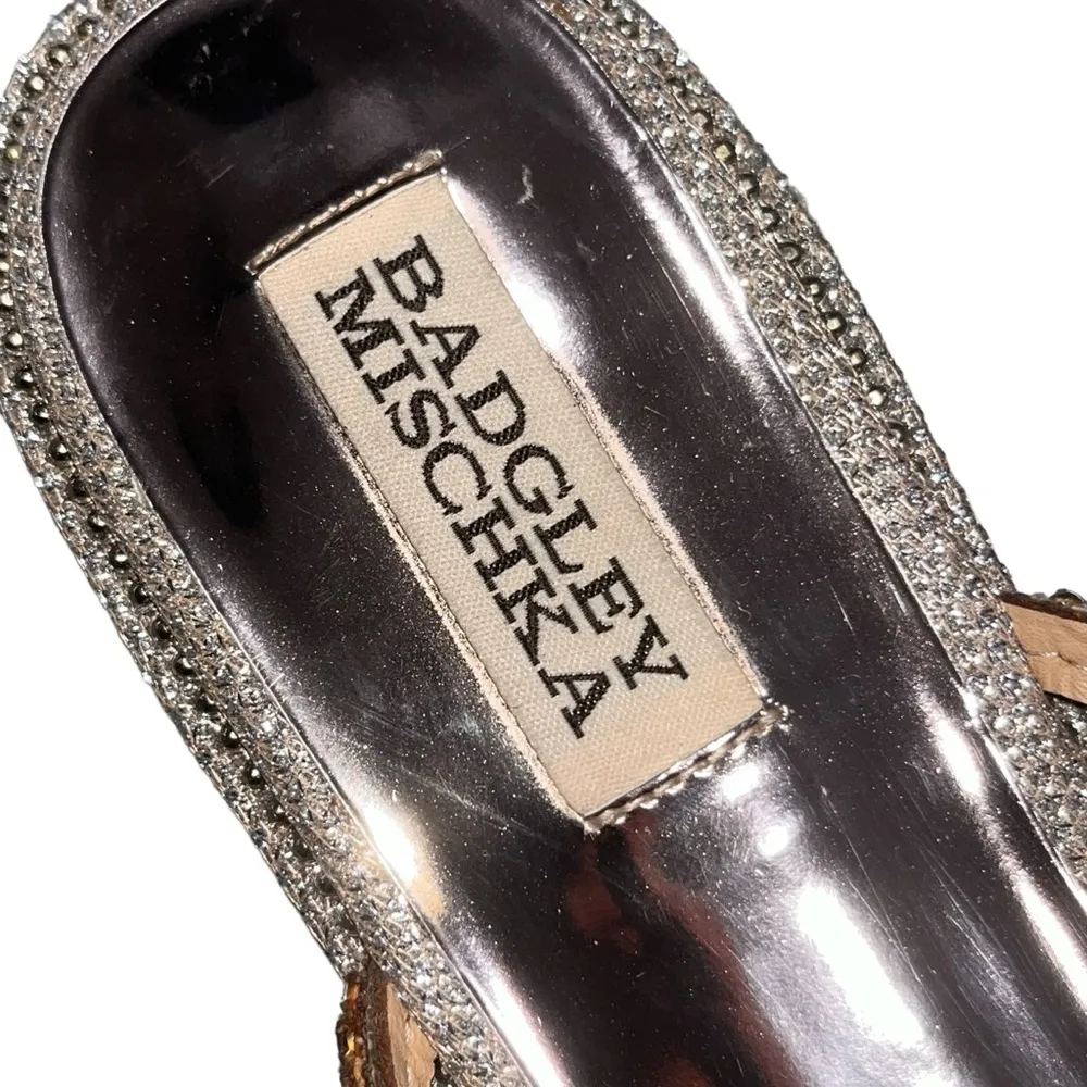 Badgley Mischka Women's Sofie Rose Gold Platino Rhinestone Flats Sandals size 9 - Image 3