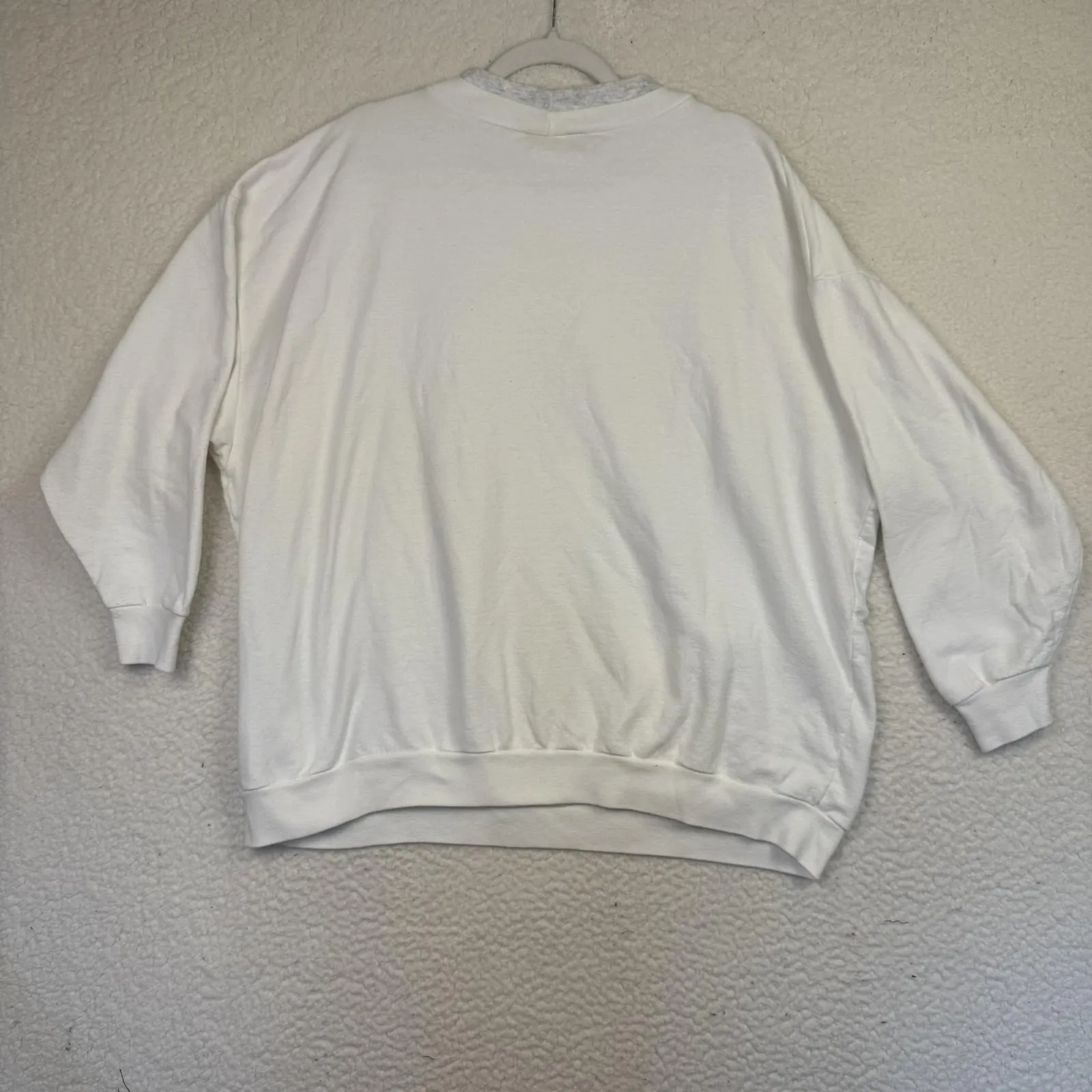 Vintage Basic Editions Sweatshirt Womens‎ 2XL Winter Scene Pullover Crewneck 90s White Size XXL - Image 3