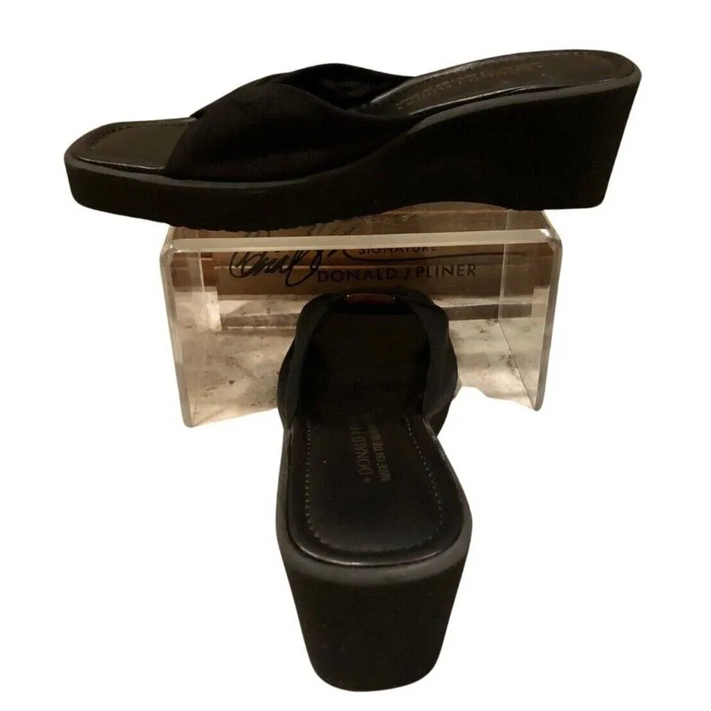 Donald Pliner Elastic Mesh Sandal Wedge Shoe New Flexible Non Slip Sole $220 NIB Black Size 12 - Image 3