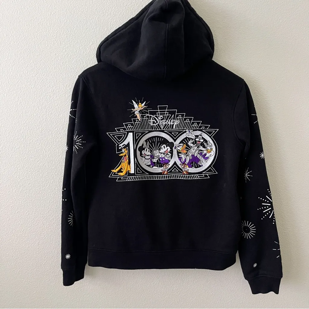 Disney Parks Disney100 Mickey Mouse Black Zip Hoodie XS - Image 9