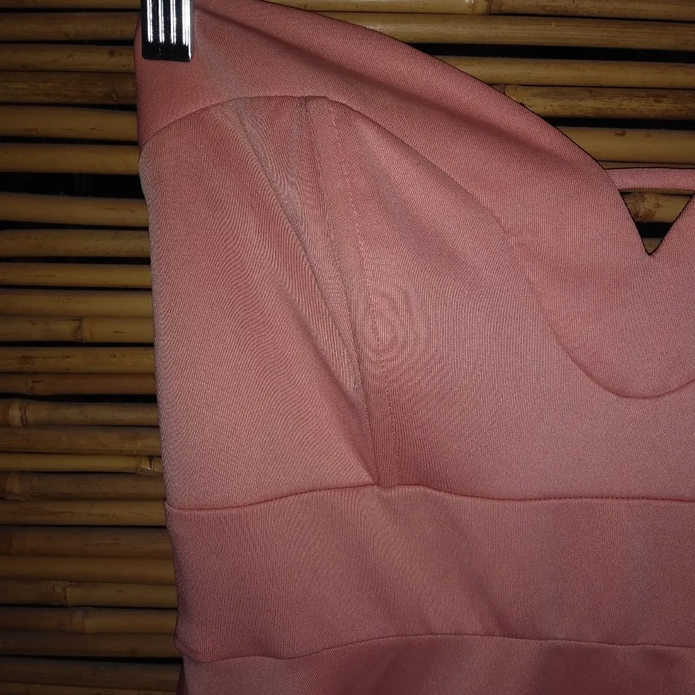 Love Culture S Strapless Fit Flare Peach Mini Dress - Image 2