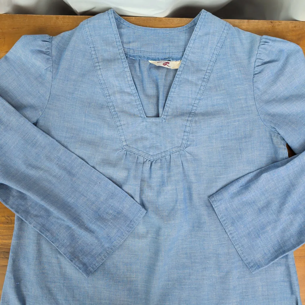70's Levi's Chambray Peasant Top - Image 3