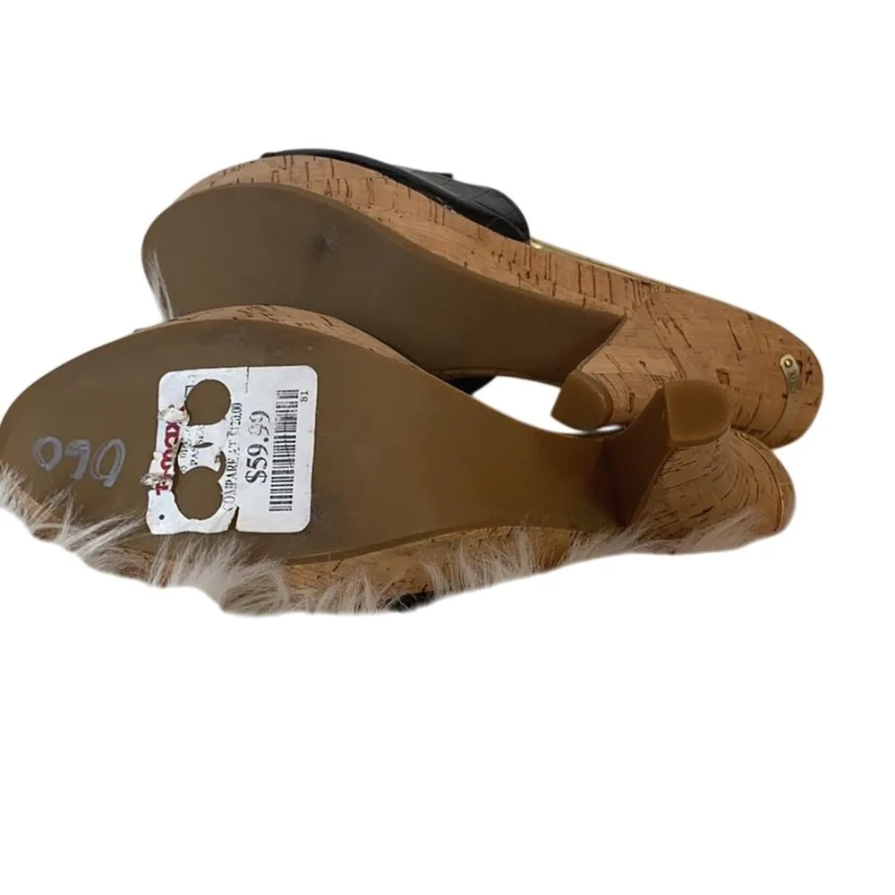 Michael Kors Crocodile Leather Cork Slides Heels - Image 8