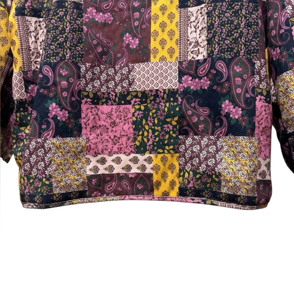 Cider  Patchwork Paisley Quilted Bomber Jacket | Size M Boho Retro Statement Coat - Image 10
