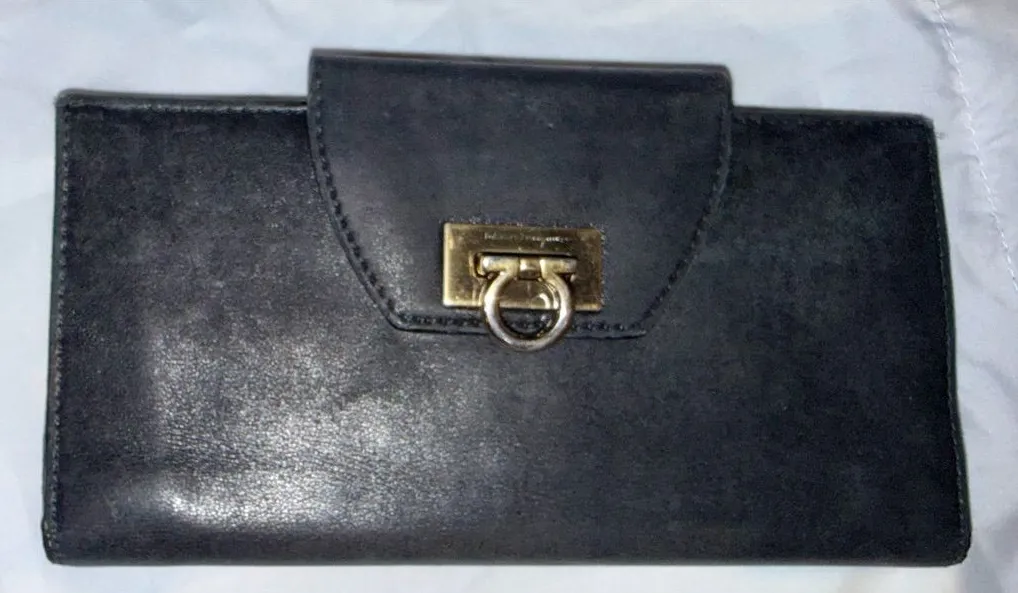 Salvatore Ferragamo Black Leather Gancini Continental Wallet w/ COA - Image 1