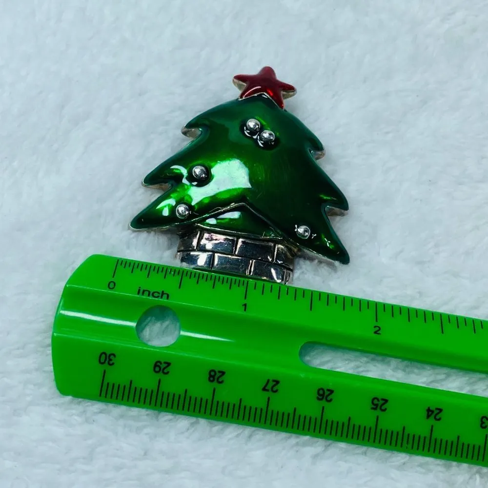 Christmas Tree Jewelry Pin Brooch or Pendant Marked MJ on Back Colorful Metal - Image 8