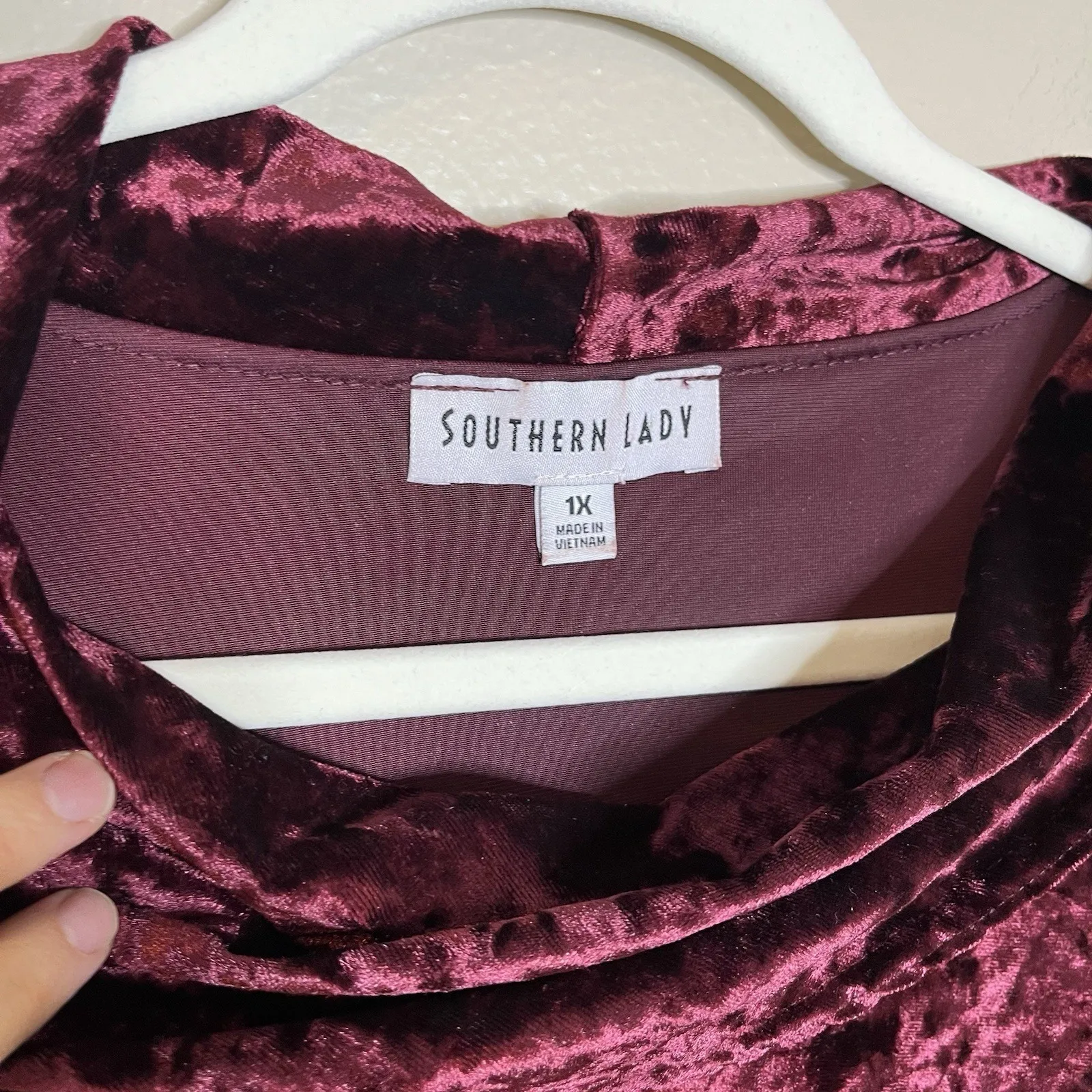 Women Top 1x Burgundy Red Crushed Velvet Dark Romantic Whimsigoth Christmas Goth Size XL - Image 5