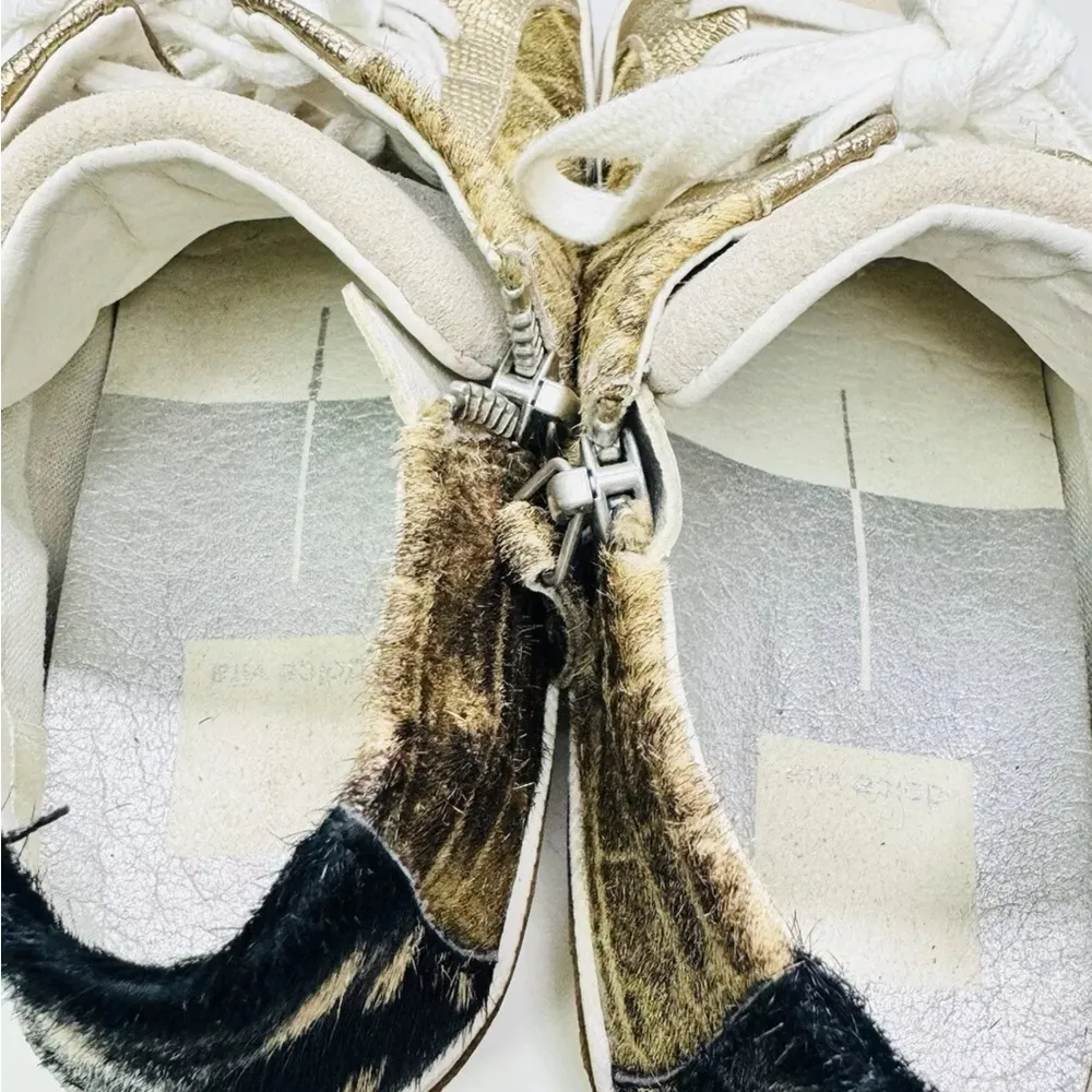 Dolce Vita Zoel Mixed Media Calf Hair Gold Mid Top Sneaker Women’s Size 7 - Image 6