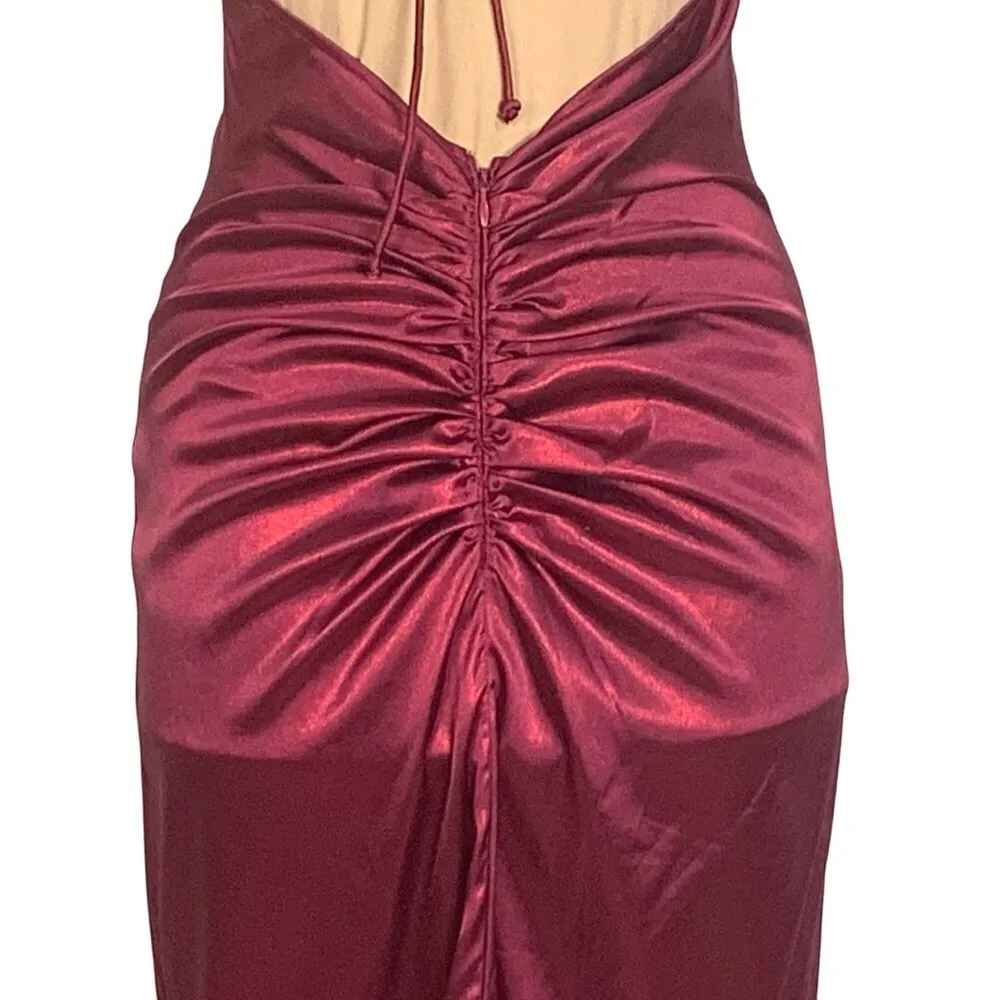 Stunning VTG Burgundy Glam Old Hollywood Satin Formal Gown 7/8 Back Tie Straps Red Size undefined - Image 5