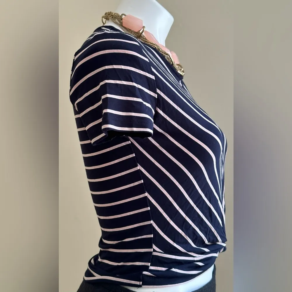 JO & CO Jeans Navy Blue & Pink Stripes NWT Crop Top Short Sleeves SZ SP - Image 3