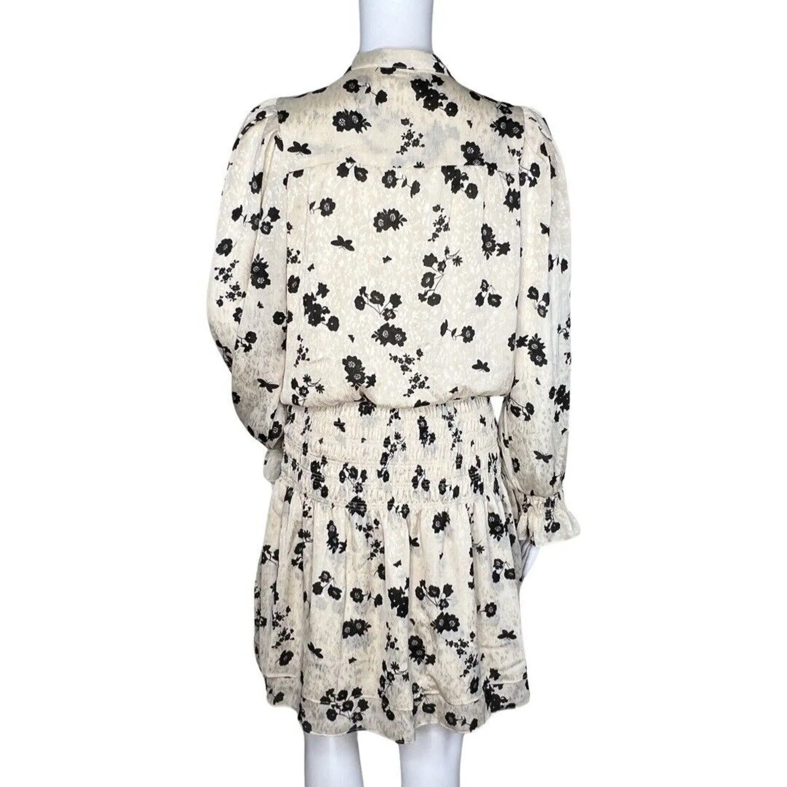 Heartloom‎ Dress Womens Medium Cream Black Floral Joey Blouson Party Cocktails - Image 4