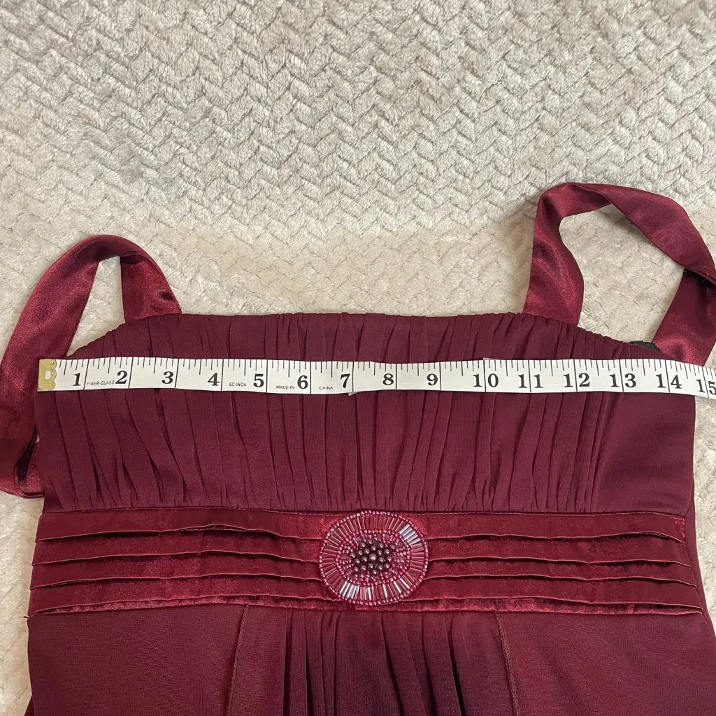 City Triangles Maroon Flowy Baby Doll Dress Medium 90s Y2K Witchy Whimsigoth - Image 6
