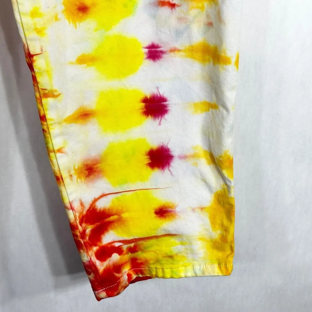 Crown Ivy Plus Size‎ 12 Cropped Pants Sunshine Town Tie Dye Yellow Orange 495 - Image 8