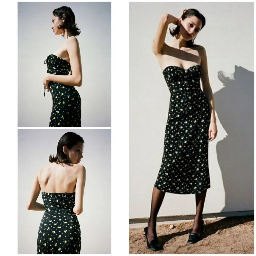 đź’•REALISATION PARđź’• Strapless Iris Dress ~ 100% Silk Florence Floral Print Small - Image 2