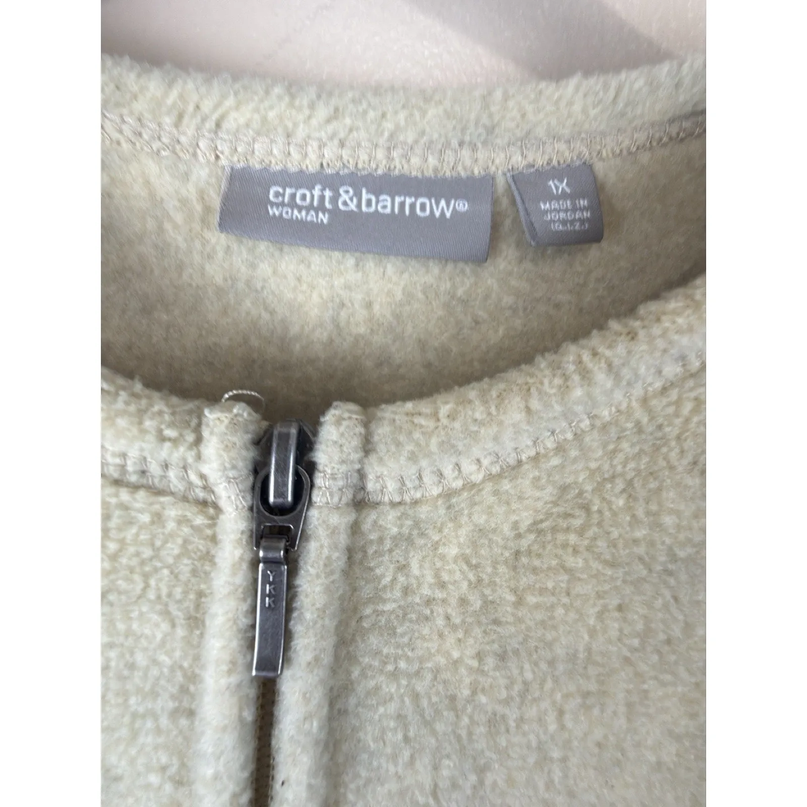 Croft & Barrow Fleece Full Zip Cardigan Snowmen and Horses Women’s Size 1X Tan - Image 5