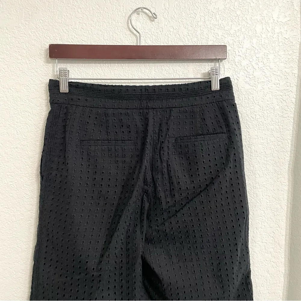 Ann Taylor Womens Pants Black Wide Leg Crop Eyelet Culottes Classic Size 4 - Image 4