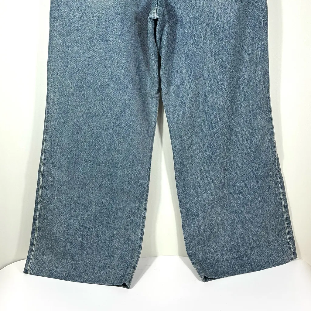 Zimmermann Illustration Pleated Wide Leg Jeans Neptune Blue AU 4 US 12 NWT - Image 14