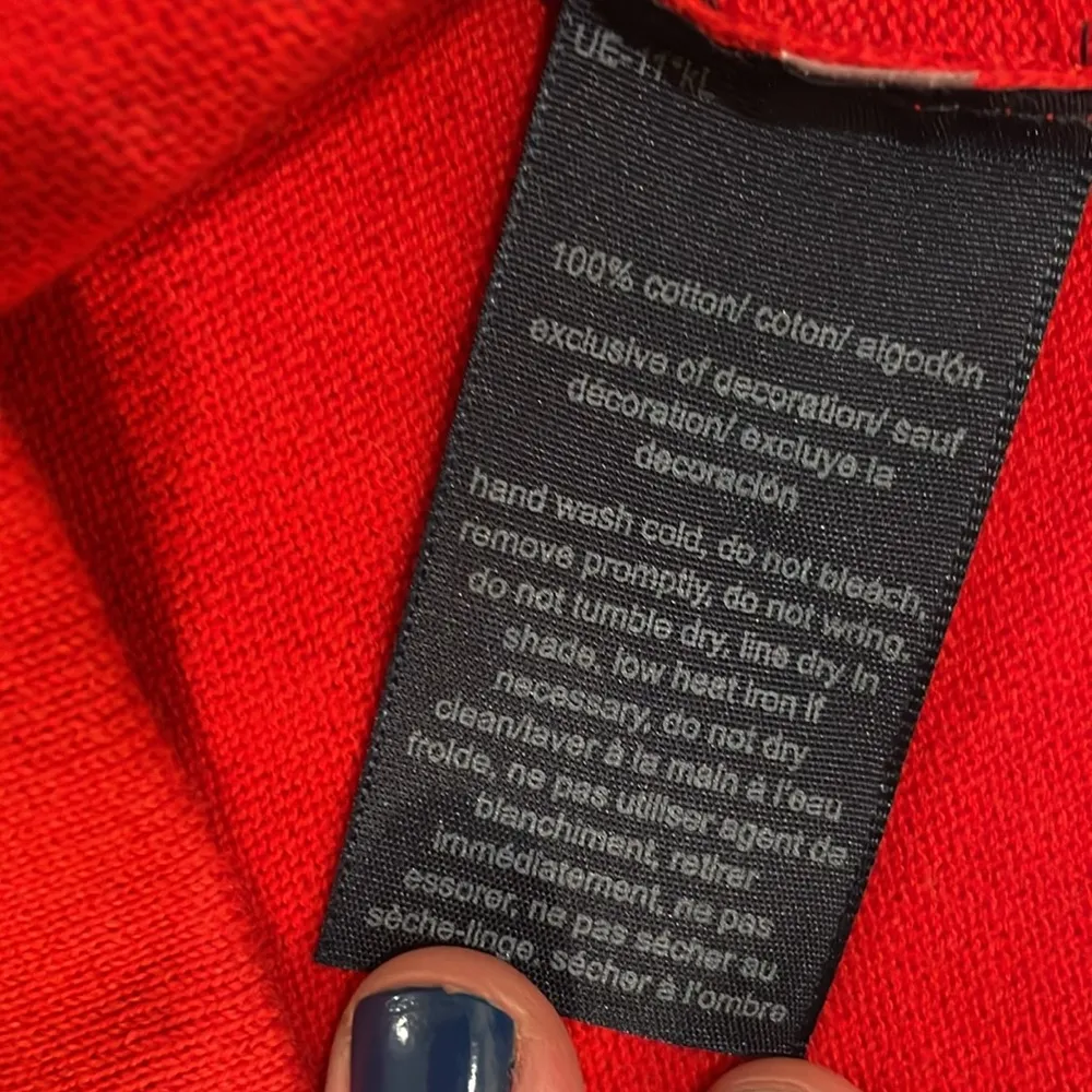 V-neck cherry red 100% cotton gold metal stud argyle long sleeve festive sweater - Image 7