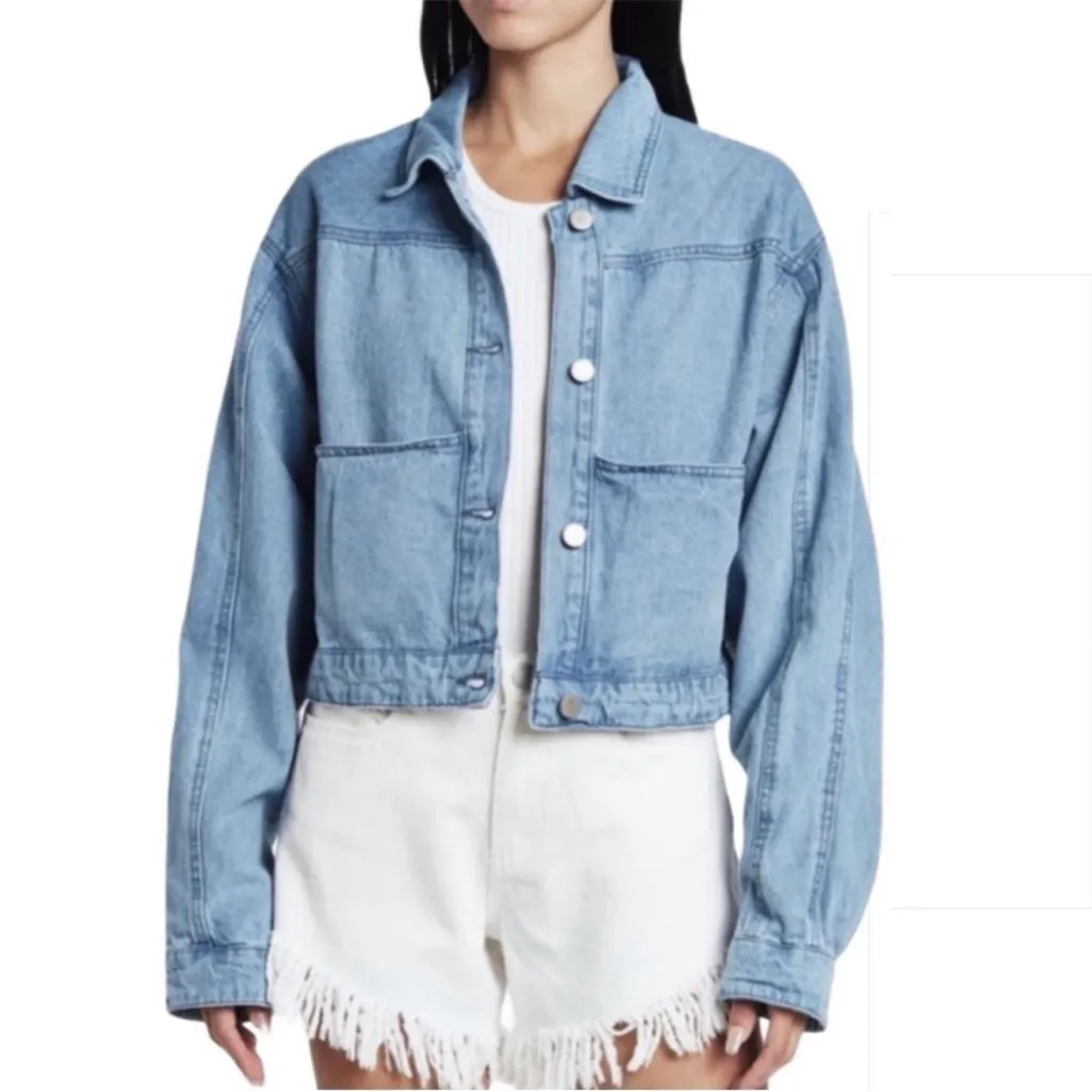 Blank NYC Cropped Relaxed Fit Denim Jacket $148 NWT - Image 2
