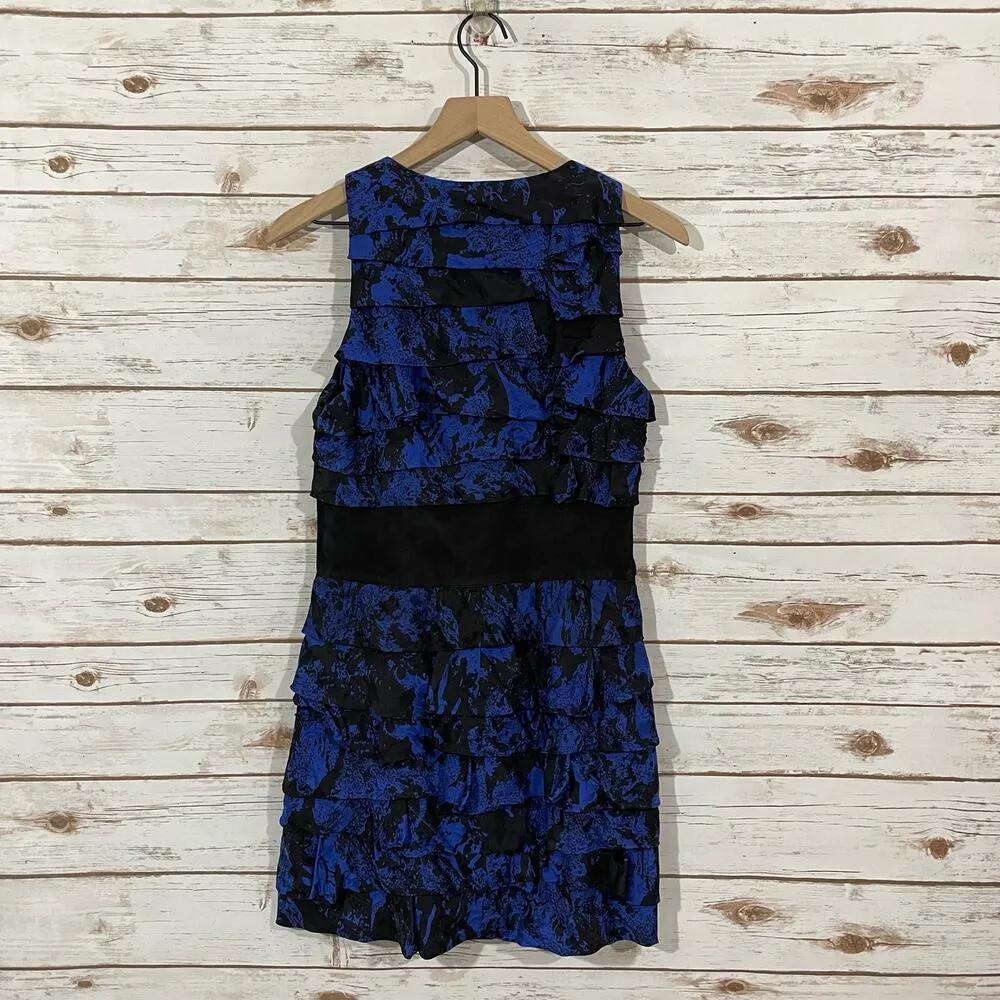 Robert Rodriguez Silk Tiered Sleeveless Dress - Blue/Black - 10 - Image 10