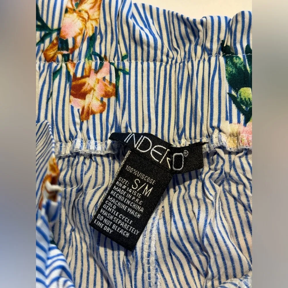 Indero Striped Pants Paperbag Floral Sz S/M Summer Stripes Palazzo - Image 4