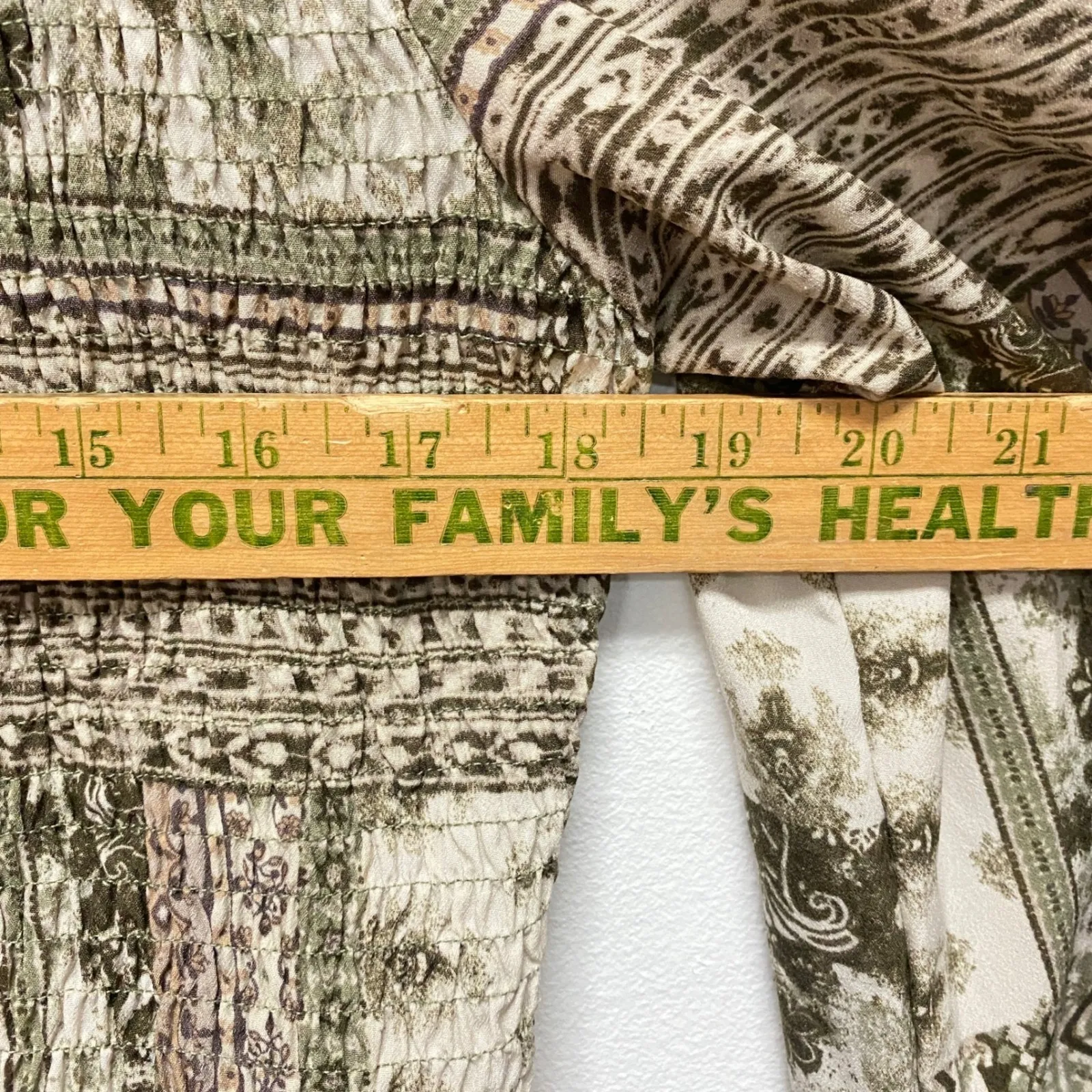 CAL STYLE Womens XXL Midi Dress Beige Brown Floral Patchwork Boho Hippie Artsy Tan - Image 4