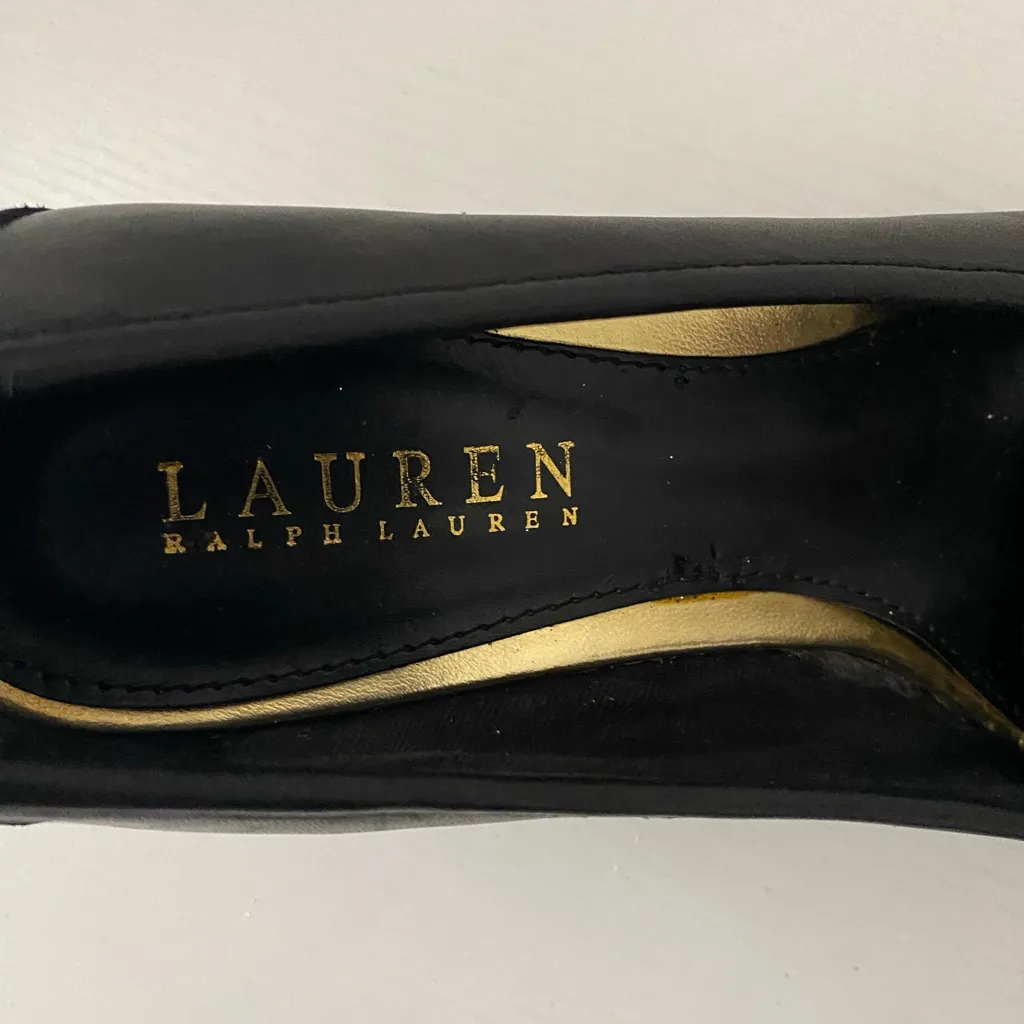 Ralph Lauren Black Loafers Wedge with Gold Accents - Image 3