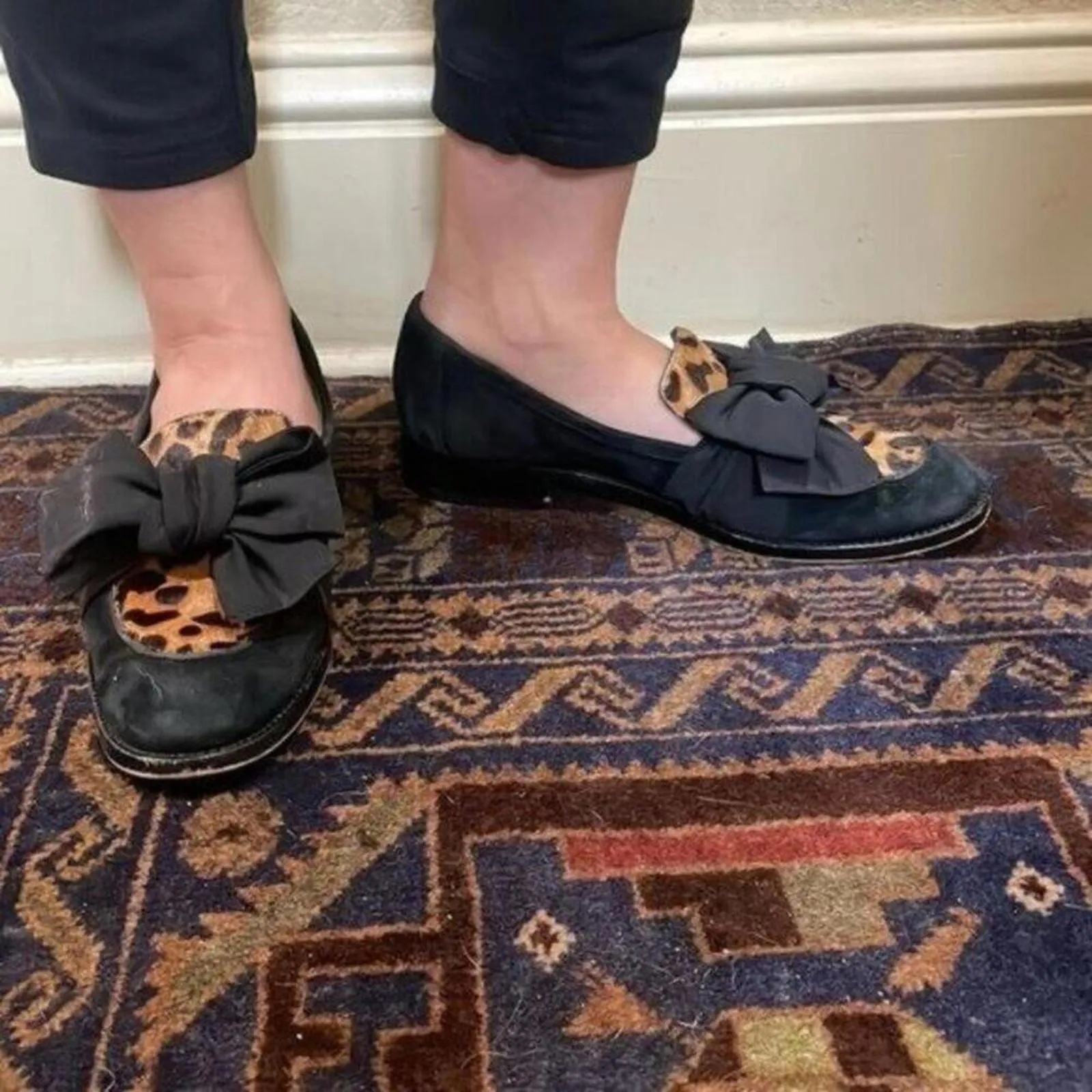 Botkier Violet Black Animal Printed Loafer Shoes Flats Work Career - Image 4