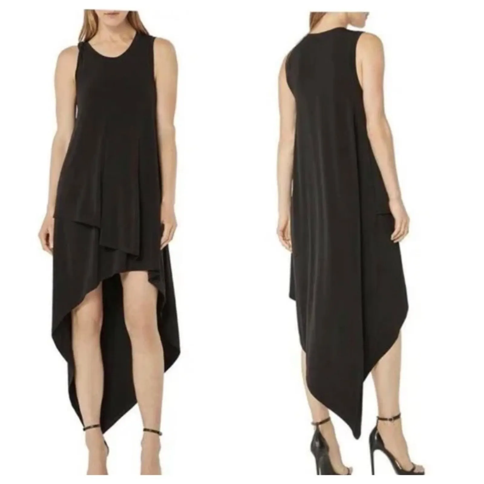 BCBGMAXAZRIA High Low Knit Tank Dress Sz M NWT Black Asymmetrical Hem Chic - Image 2