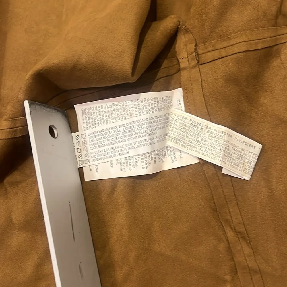 Zara Fringed Studded Faux Suede Bolero Cape Cardigan Brown Tan Sz M Western NWT - Image 8