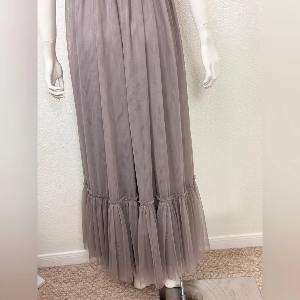 Va Et Vien Gray Tulle Strapless Long Maxi Dress Gown Size 0 - Image 6