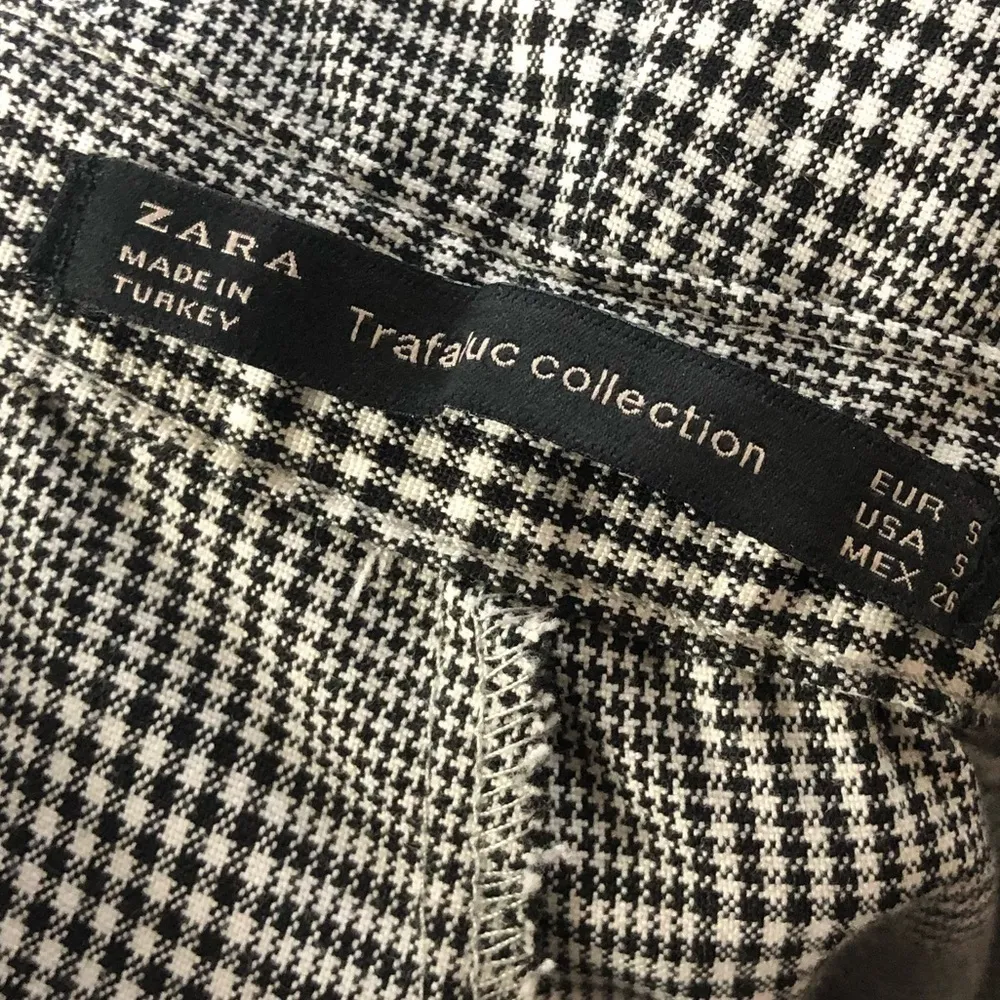 Zara Black & White Houndstooth Plaid High Rise Paperbag Trouser Pants S - Image 5