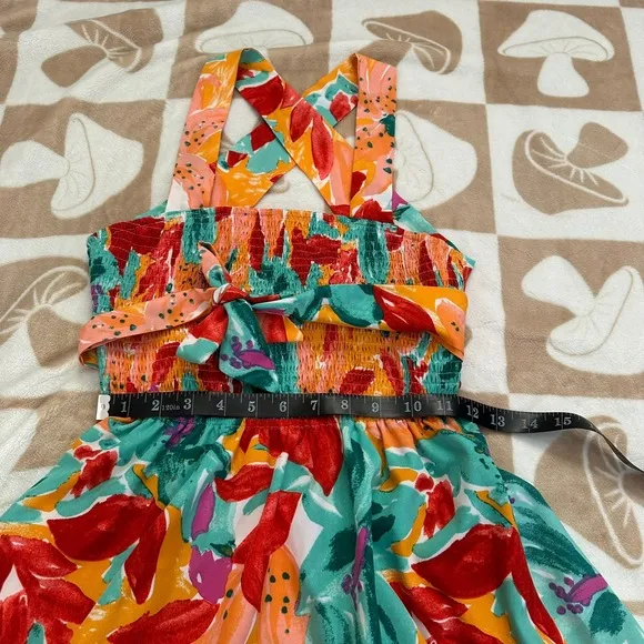 SHEIN | Floral Dress Cross‎ Back Smocked Sundress | Women's XS - Image 3