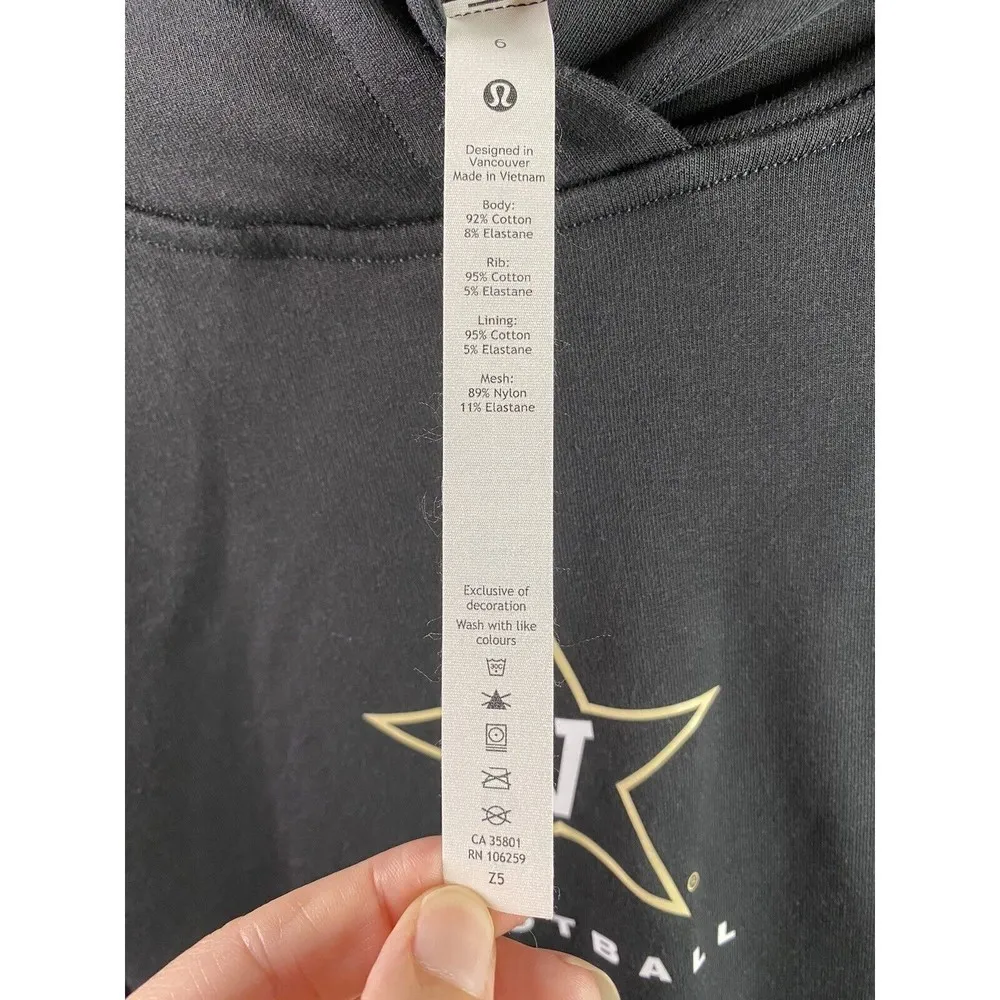 Lululemon Black Scuba Pullover Hoodie Sweatshirt Sz 6 Women’s Yoga -varsity logo - Image 7