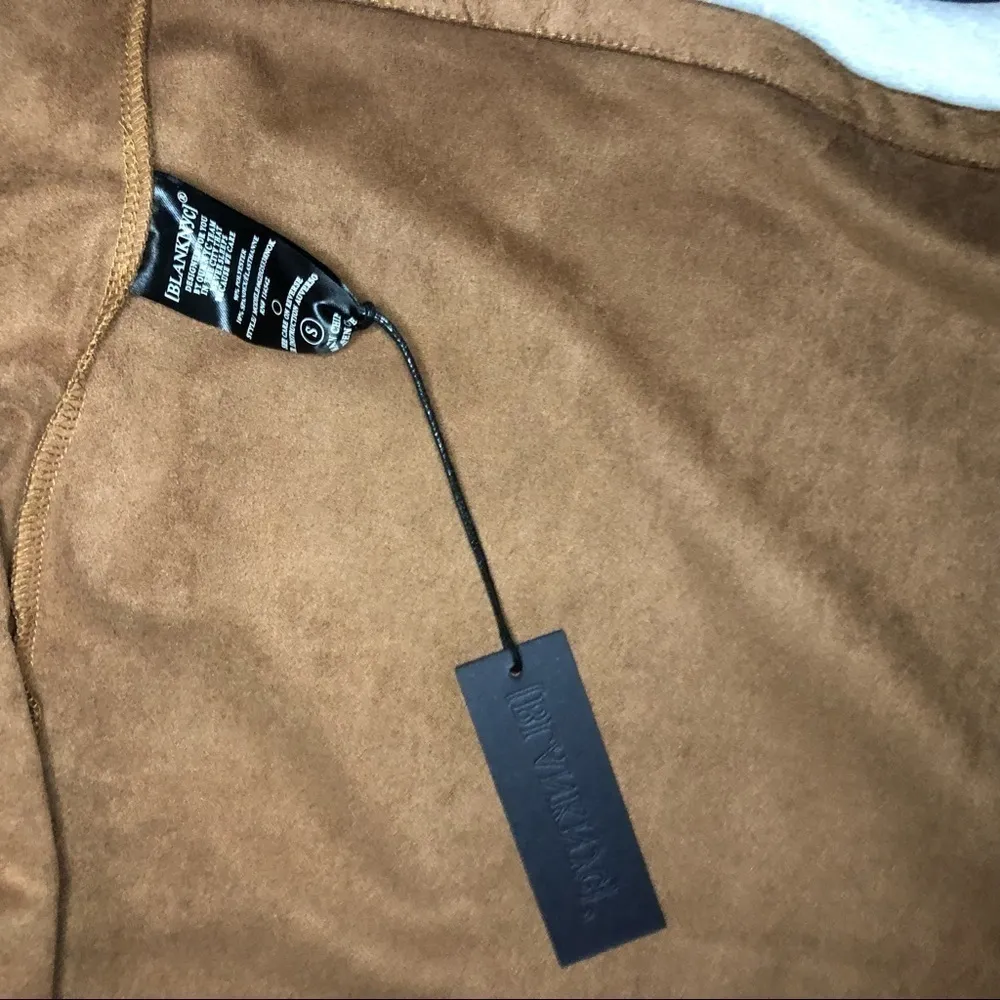 NWT Blank NYC Tan Faux Suede Hooded Moto Jacket. Size Small - Image 8