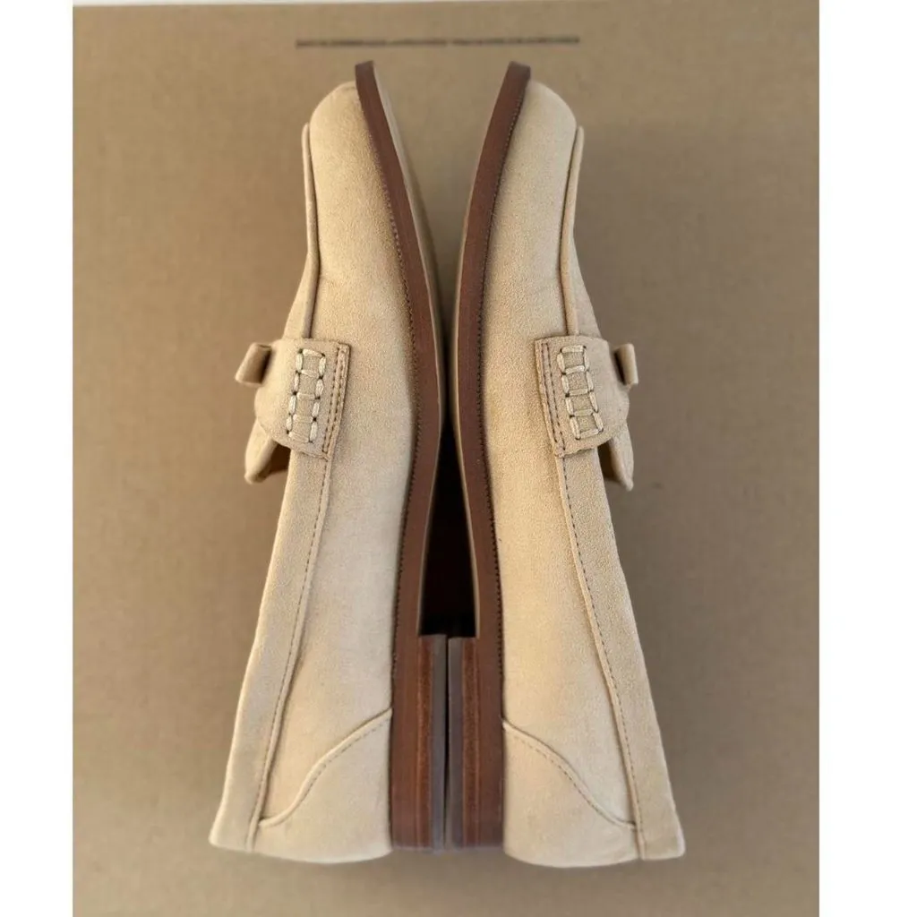 J.Crew Sueded Bow Loafers in Light Khaki, Size 7 - Image 8