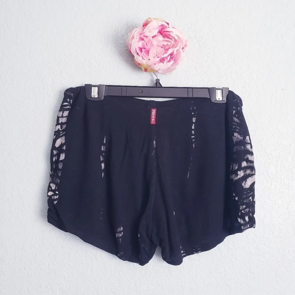 Hardtail Black Bleach Dyed Drawstring Shorts Size XS - Image 5