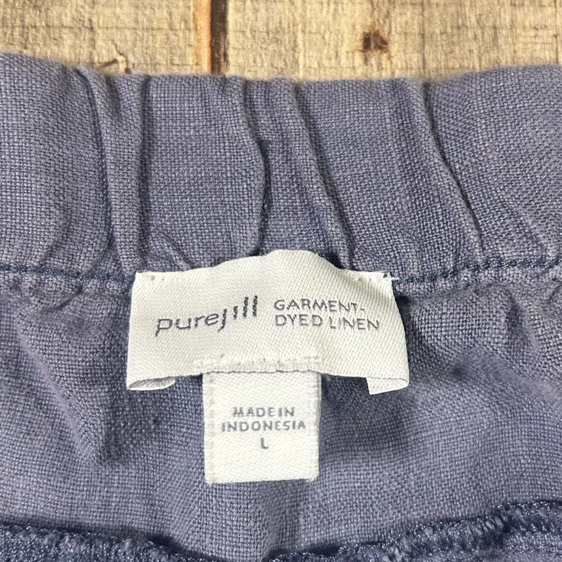 Pure Jill Linen Drawstring Large Pants Boho Relaxed Crop Smoky Blue Normcore Gray - Image 4