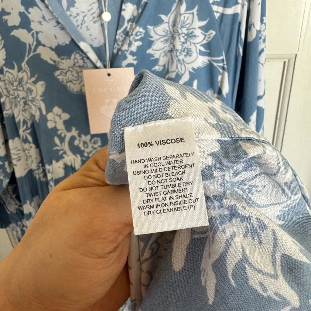 NWT House of Lacuna Tuscany Blur Coconut floral dress size large Blue - Image 10