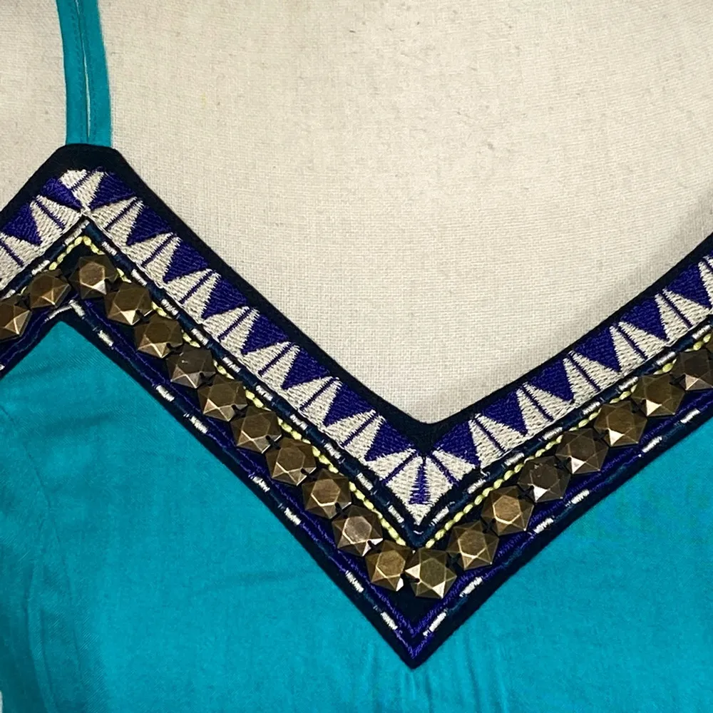 Marineblu Teal Embellished Spaghetti Strap Maxi Dress - Image 4