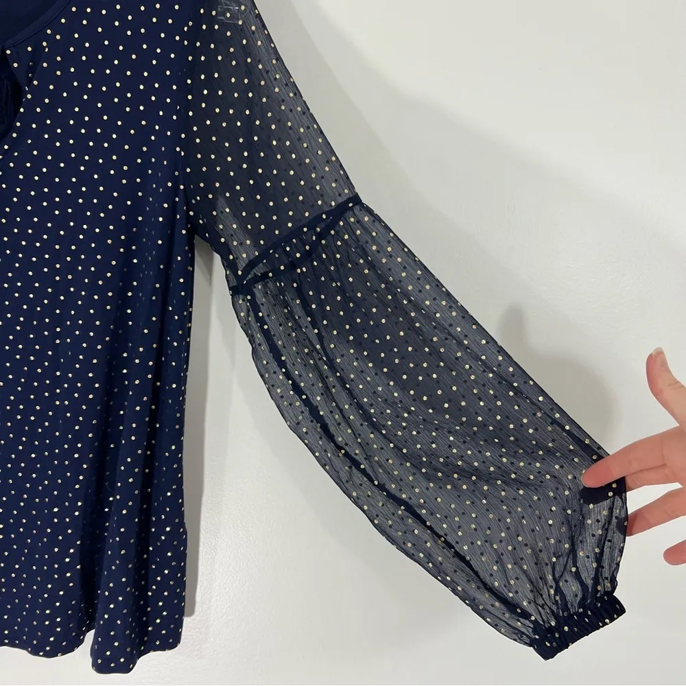 Boden Metallic Hazel Polka Dot Split Neck Top Size 6 - Image 8